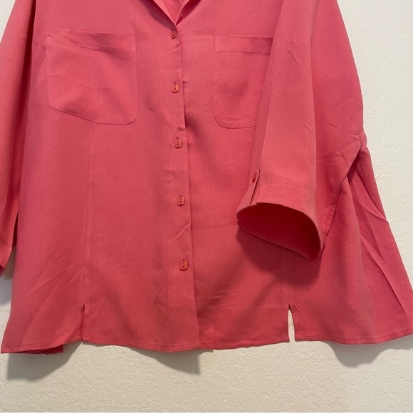 Notations Woman silk pink Button-Up Top size 2X drapey cutout thin flowy spring - Picture 6 of 8